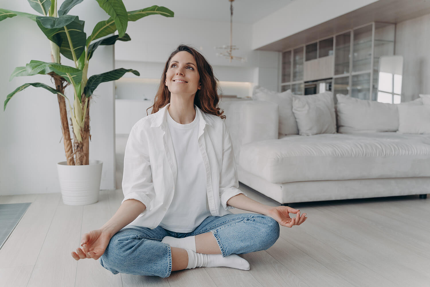 a woman obtaining peace of mind in a clean home