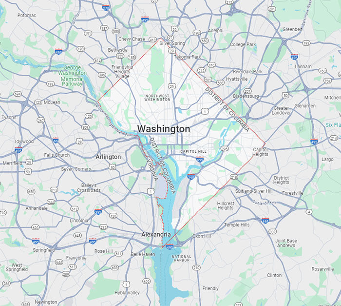 a map of Washington D.C
